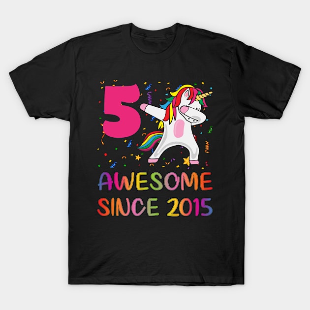 5 Years Old 5th Birthday Unicorn Dabbin T-Shirt by tempoart